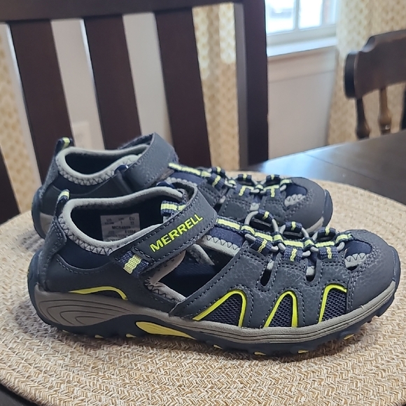 Merrell Kids' Hydro H2O Hiker Navy and Lime Water Shoes Size 2 - Picture 1 of 6